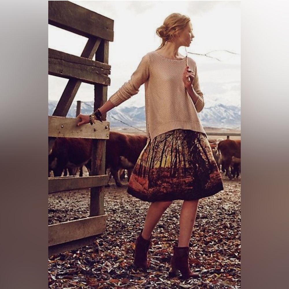 NWT Tracy Reese Winter Landscape Silk and Tulle Skirt